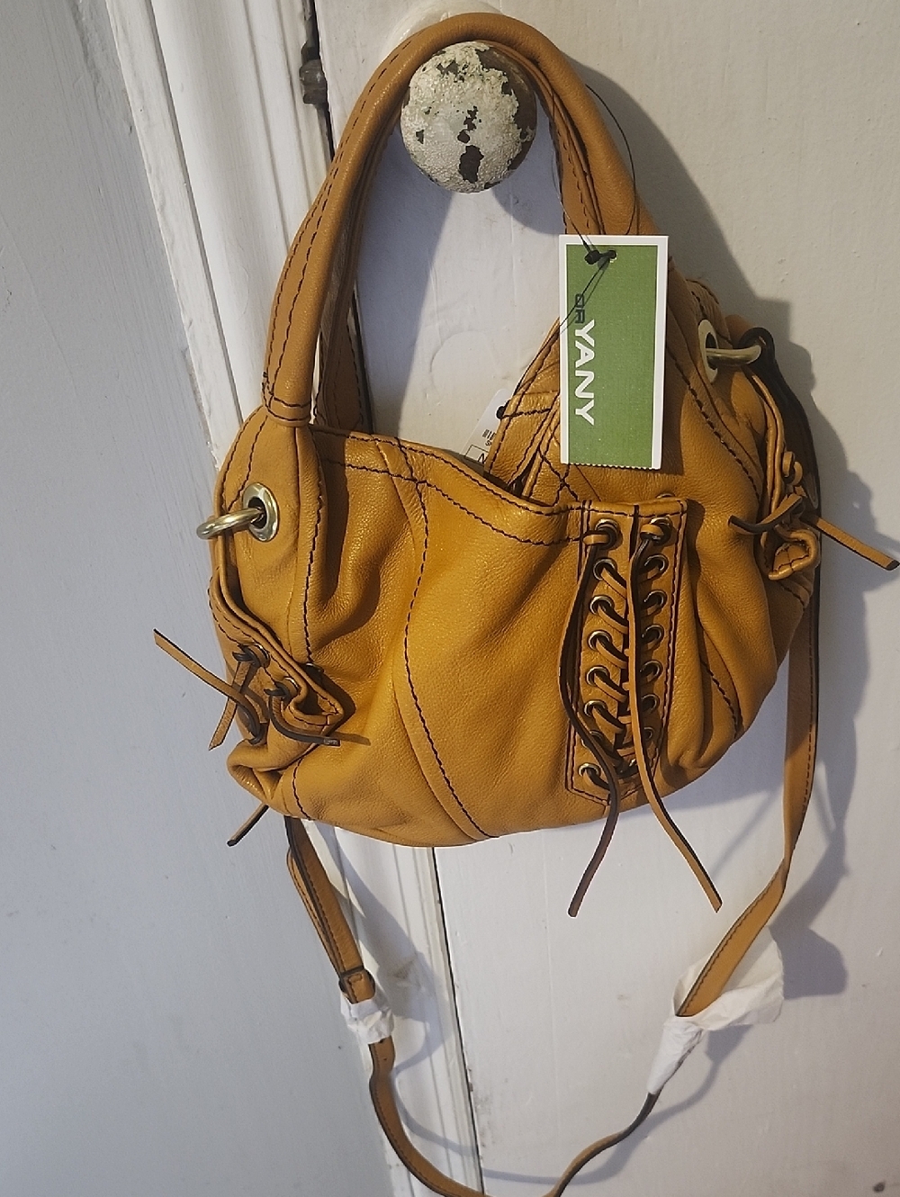 Vans Mustard Yellow Lace-Up Leather Shoulder Bag